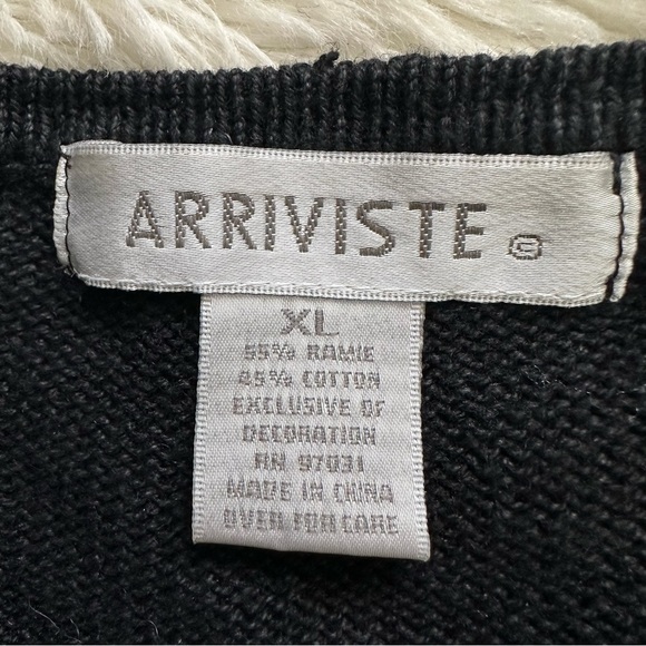 Vintage Arriviste Cardigan Holiday Ugly Christmas Sweater Beaded Black XL - Picture 7 of 13